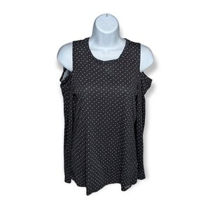 MICHAEL Michael Kors Polka Dot Cold Shoulder Top Size Small